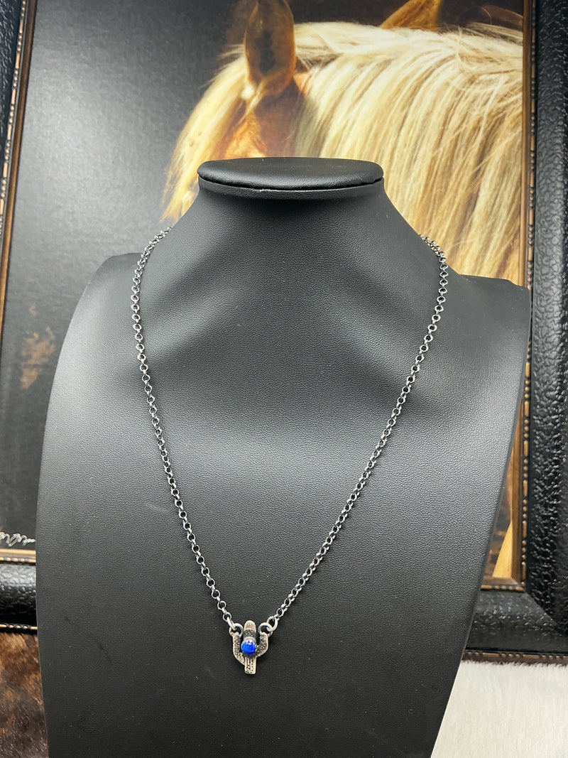 Cactus w/Cobalt Blue Stone Necklace