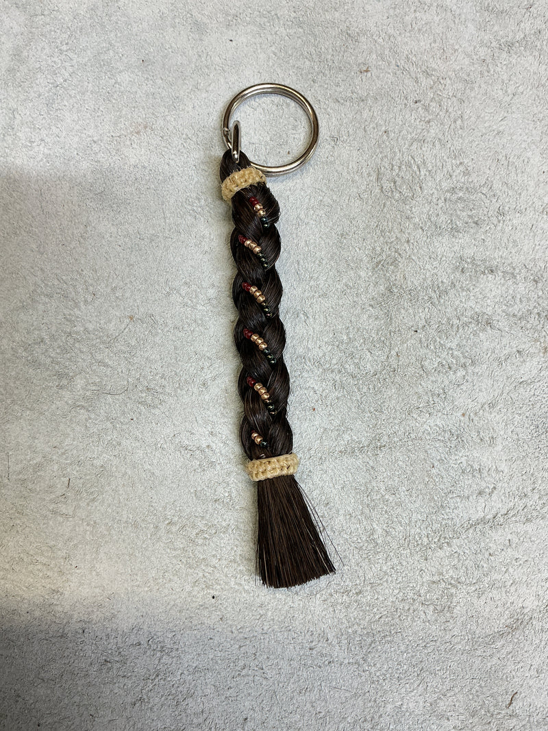 6" Braided Horsehair w/Beads Keychain