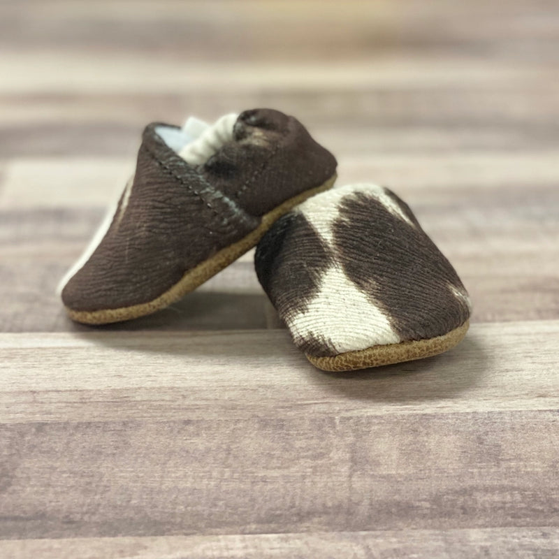 Faux Cowhide Baby Moccasin