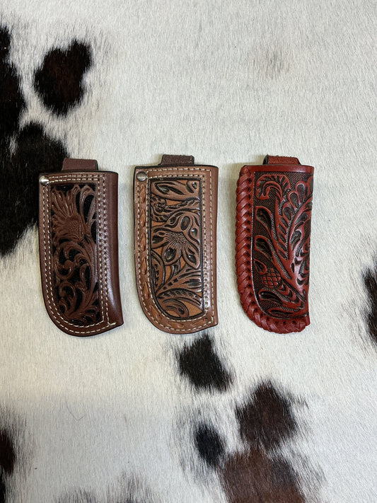 Floral Carved Leather Knife Sheath