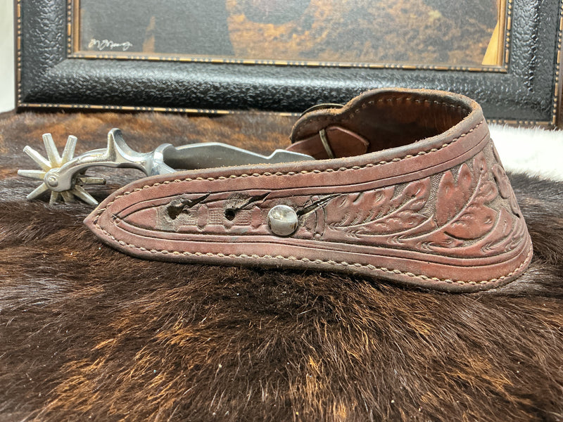 Vintage Buerman Spurs w/Dovewing Floral Straps