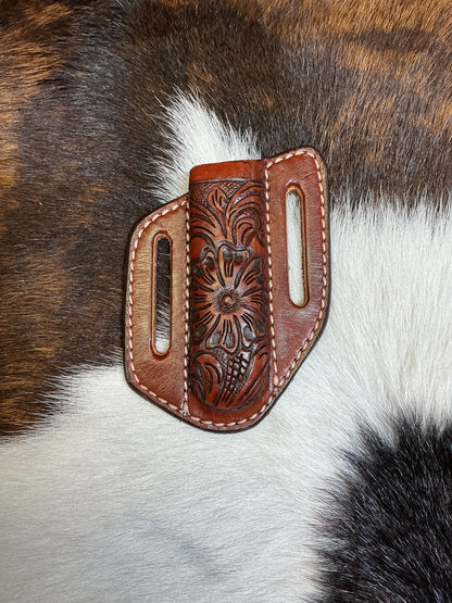 Floral Carved Crossdraw Knife Sheath