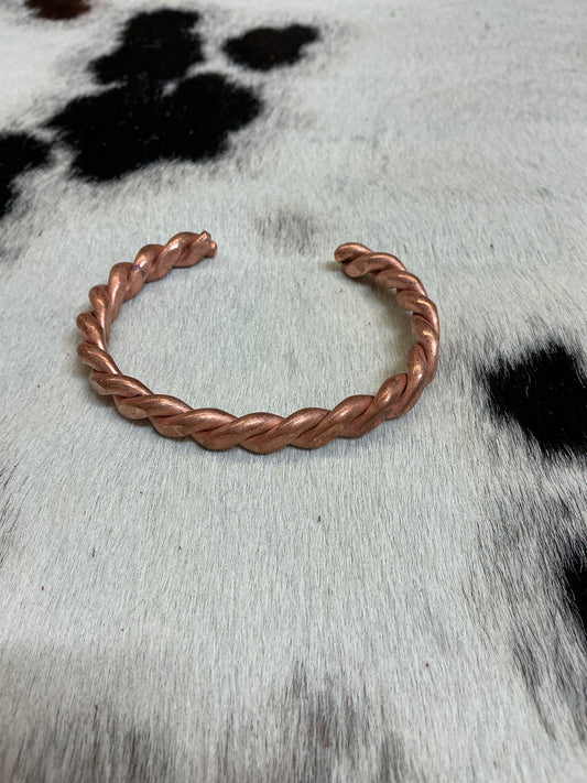 Wide Twisted Copper Bracelet