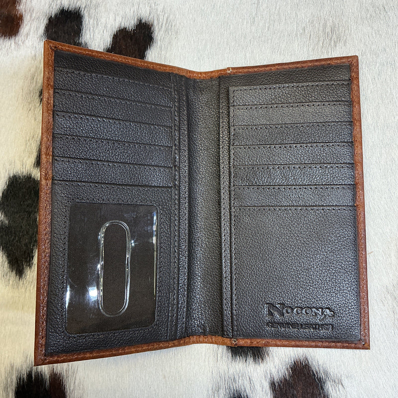 Ostrich Leather Checkbook Wallet
