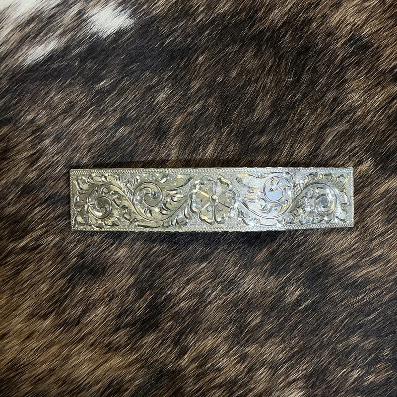 Sterling Silver Rectangle Barrette- 4 1/4" x 1"