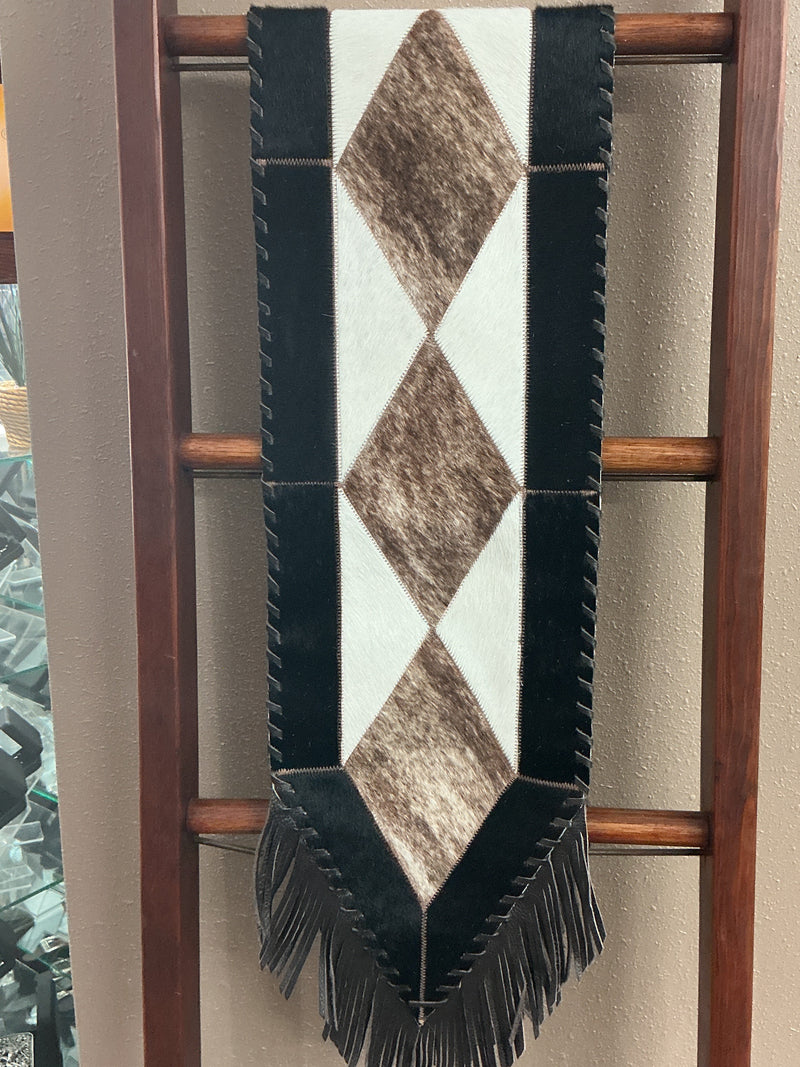 Cowhide Diamonds Table Runner 10" x 6'