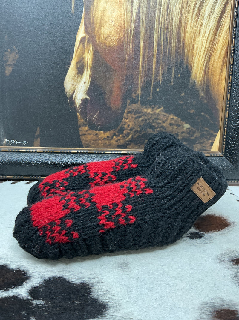 Black/Red Knit Slippers - Small