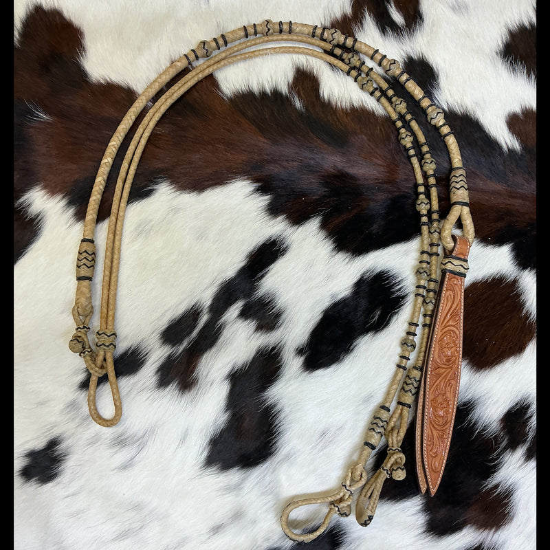 8 Plait Cowboy Accented Reins & Romal