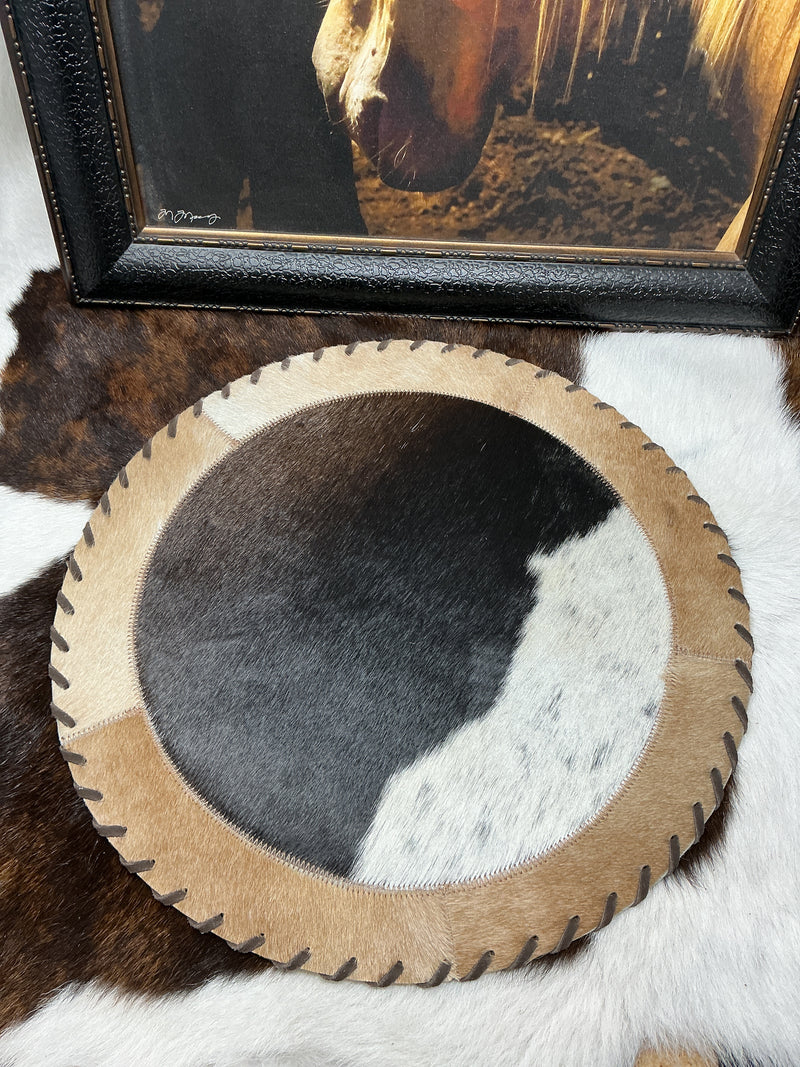 Cowhide Placemat - Round w/Border
