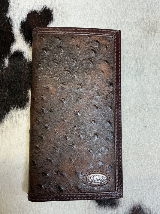 Ostrich Leather Checkbook Wallet