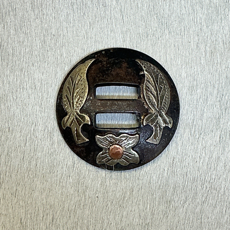 Slotted Metal Concho w/Floral Engraving