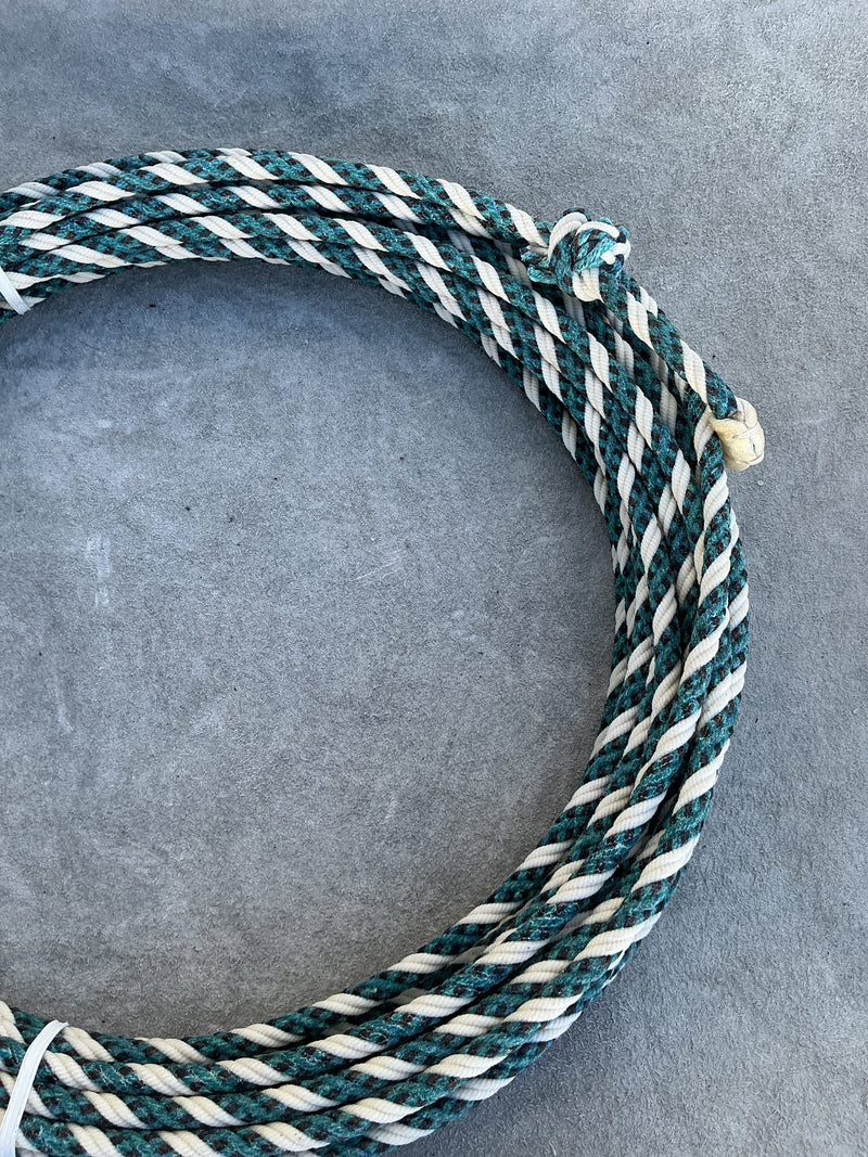 5/16" 60' Waxed Cotton - Teal , Black & White