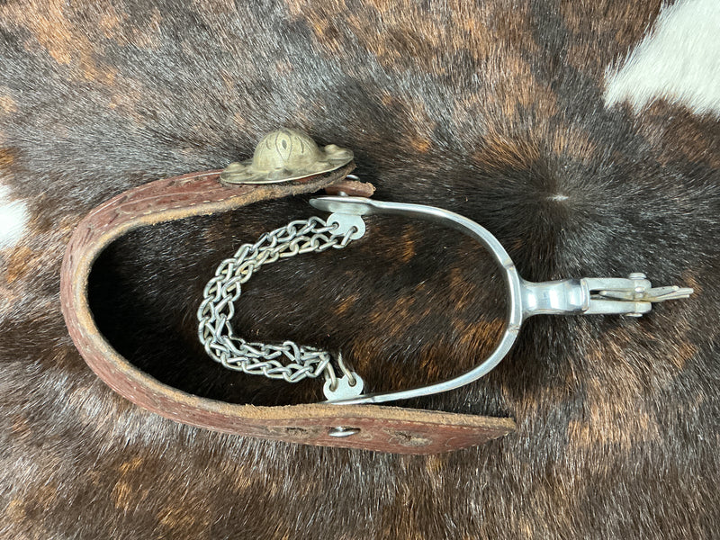 Vintage Buerman Spurs w/Dovewing Floral Straps