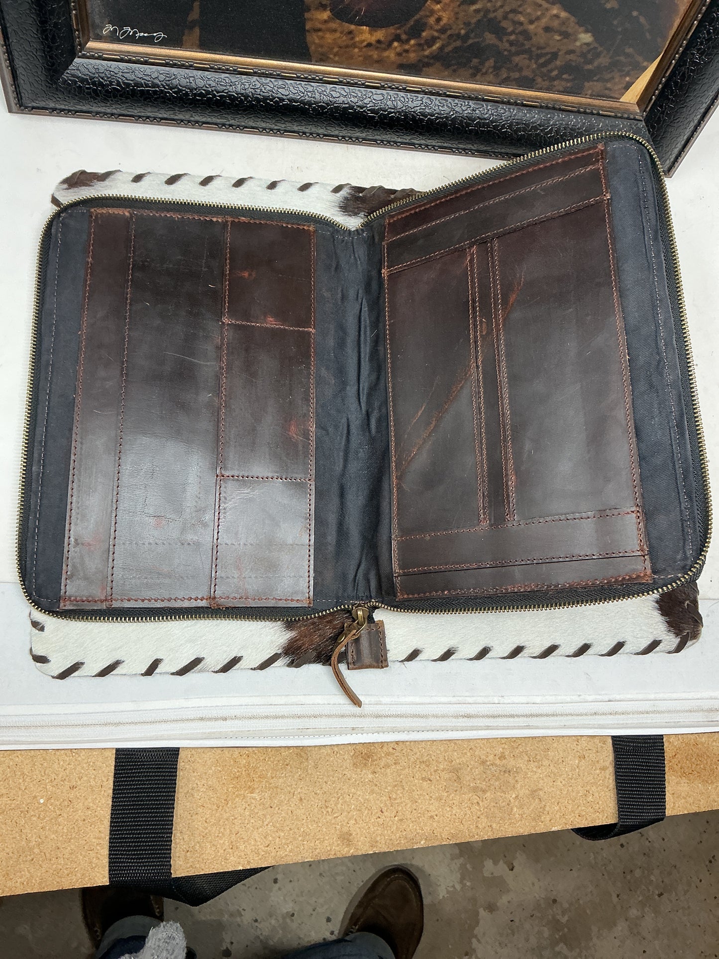 Red Leather Zippered Portfolio