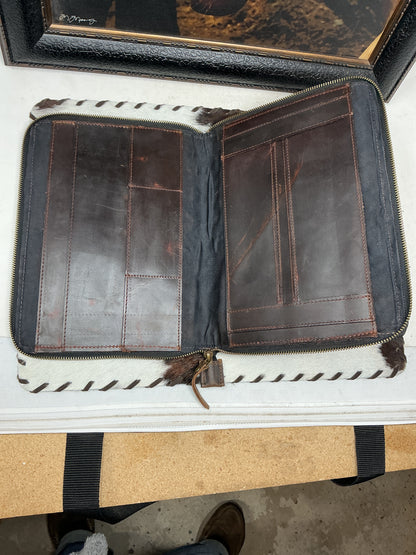 Red Leather Zippered Portfolio