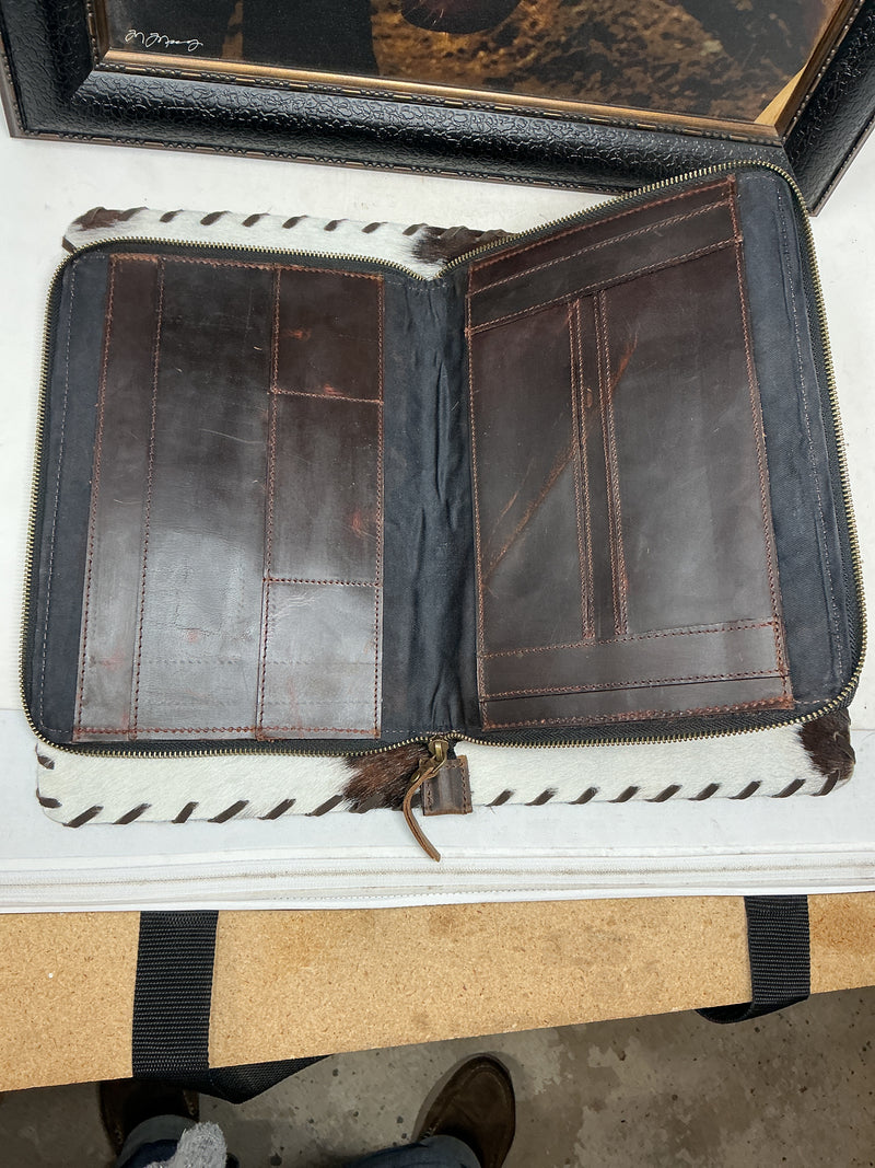 Red Leather Zippered Portfolio