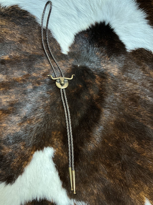 Vintage Bronze Longhorn Head Bolo Tie