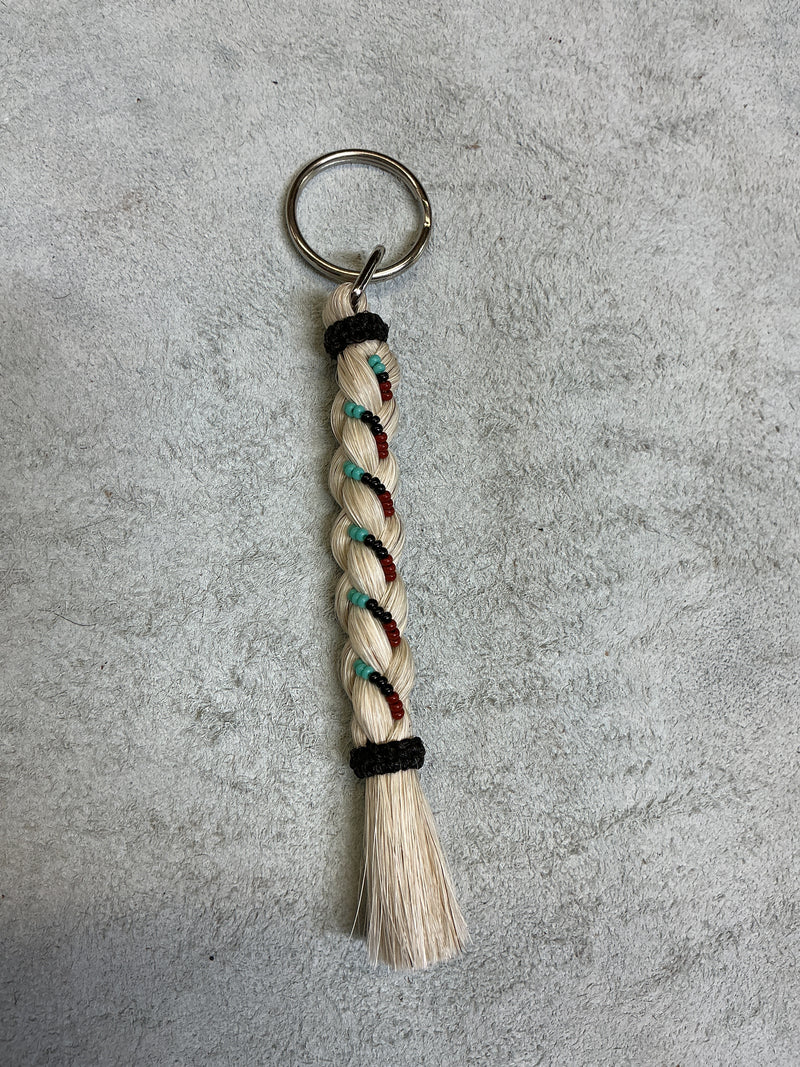 6" Braided Horsehair w/Beads Keychain