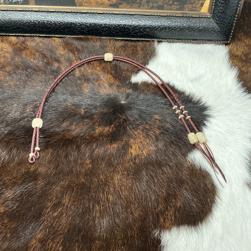 Braided Leather Stampede String w/Rawhide Accents