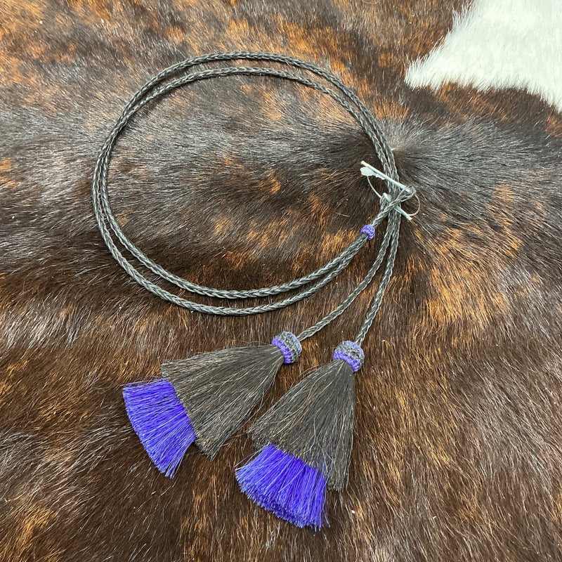 Braided Horsehair Stampede String w/Colored Horsehair Tassels