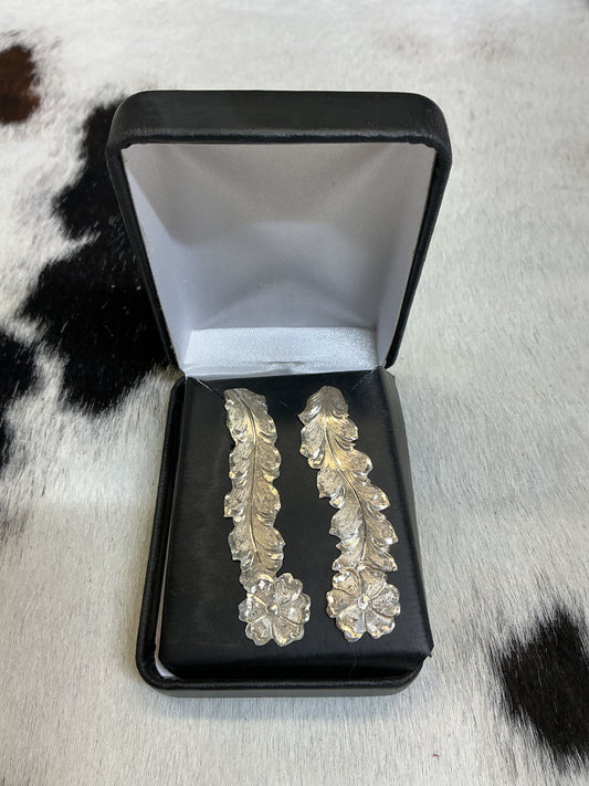 Sterling Silver Leaves & Flower Earrings