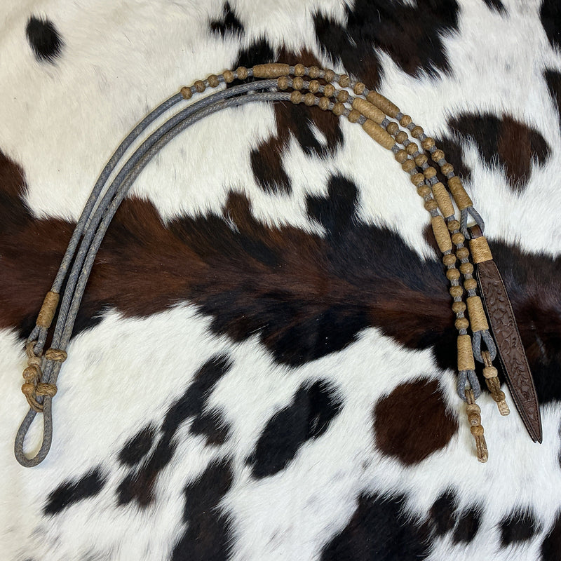 12 Plait Oklahoma Grey w/Natural Reins & Romal