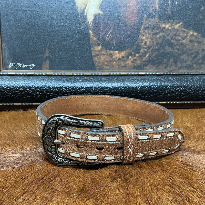 Rough Out w/Buck Stitching Kids Belt