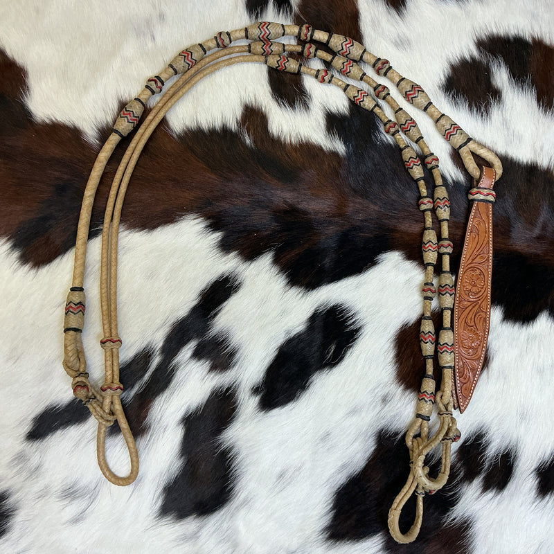 8 Plait Cowboy Accented Reins & Romal