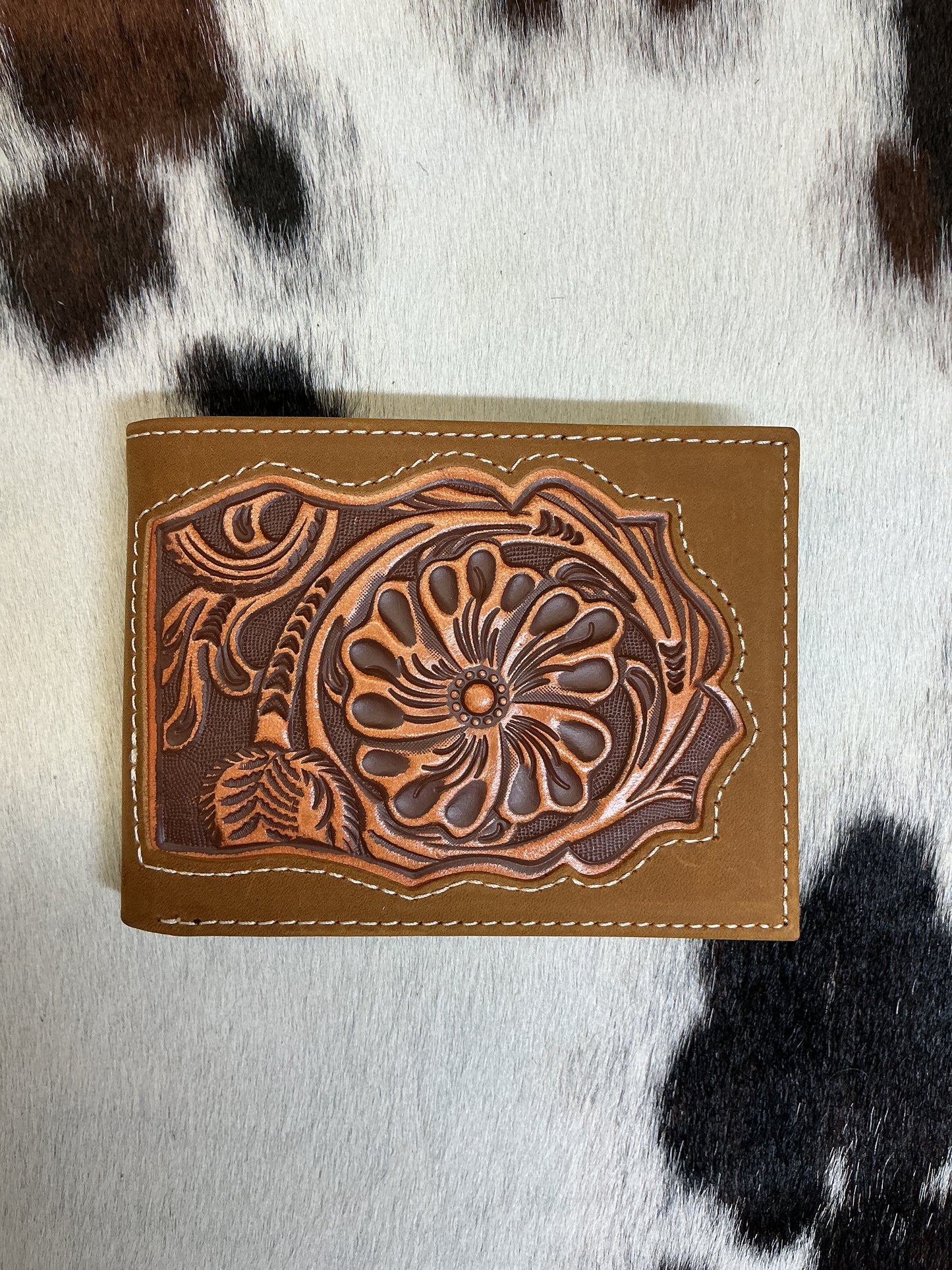 Bi-Fold Floral Carved Wallet