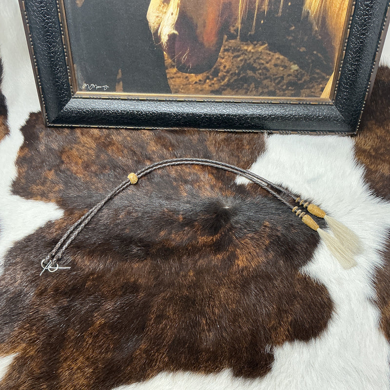 Braided Leather Stampede String w/RH and Horsehair Tassels