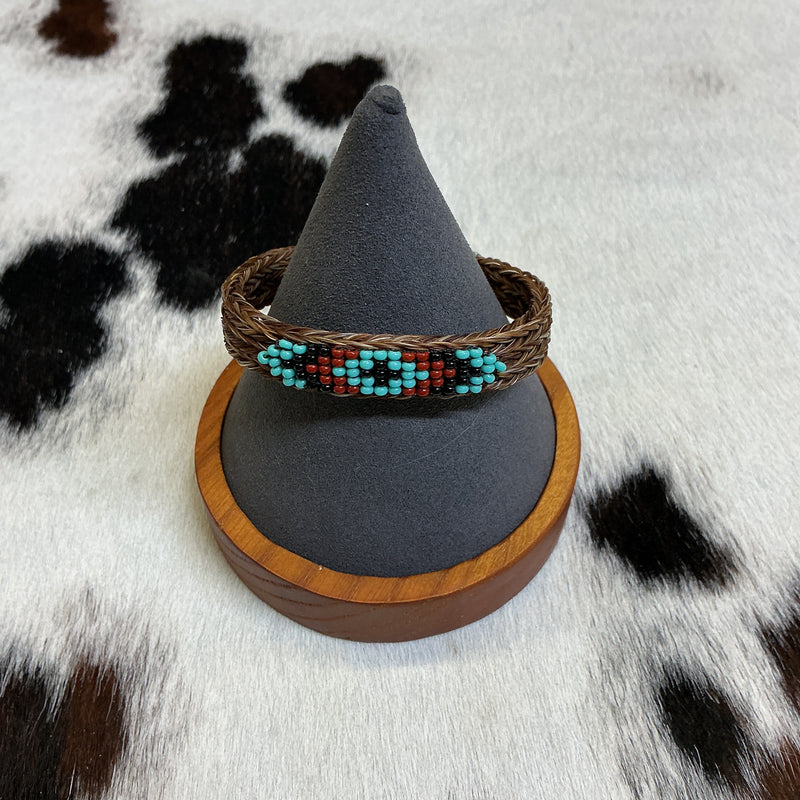 Braided Horsehair Bracelet w/Overlaid Beads