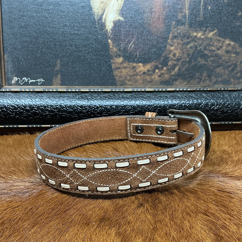 Rough Out w/Buck Stitching Kids Belt
