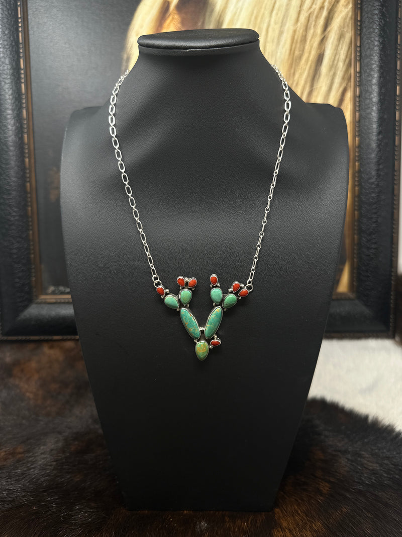 Navajo Cactus Stone Necklace