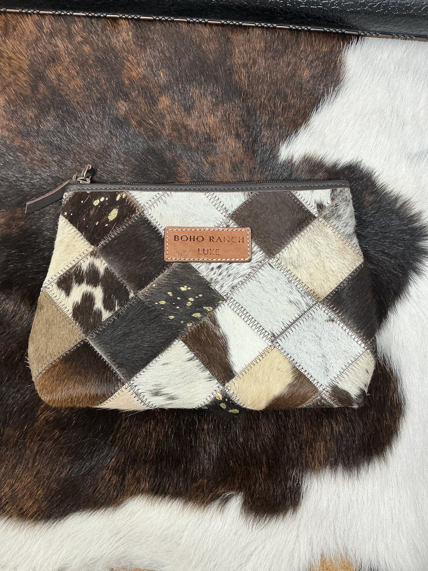 Cowhide Makeup Bag