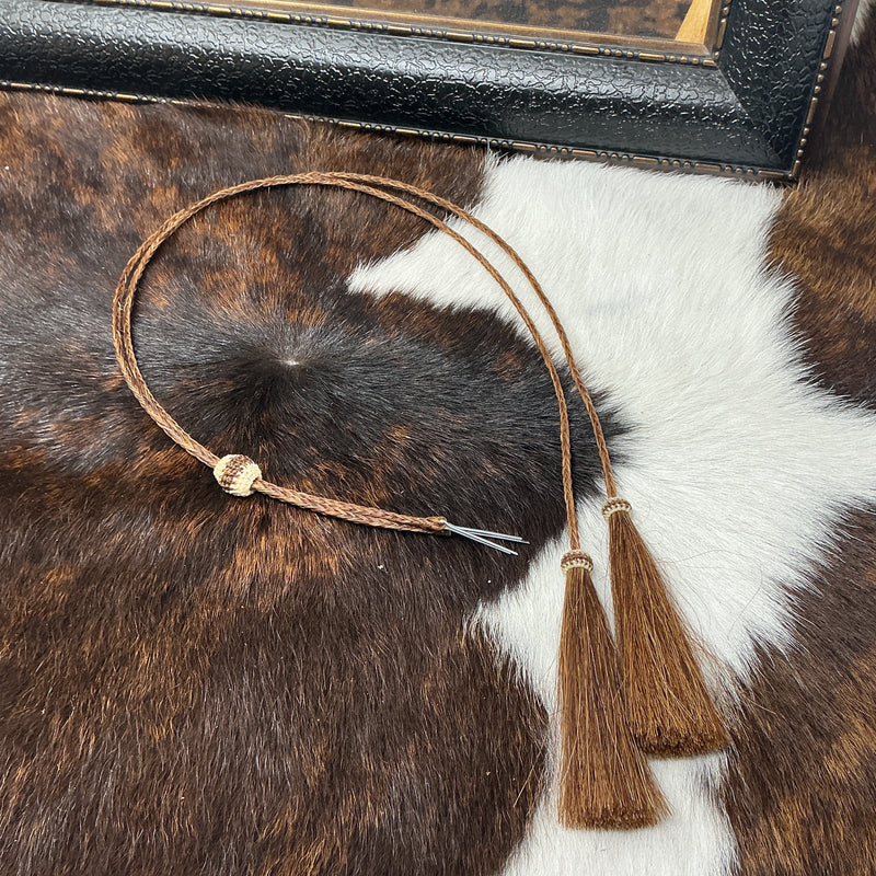 Braided Horsehair Stampede String w/Hitched Button