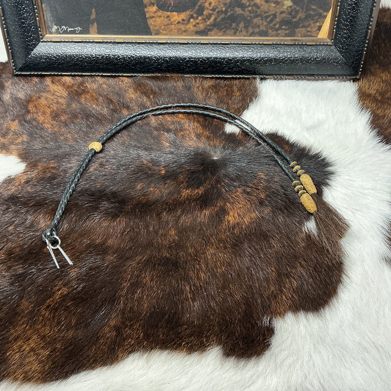 Braided Leather Stampede String w/RH and Horsehair Tassels