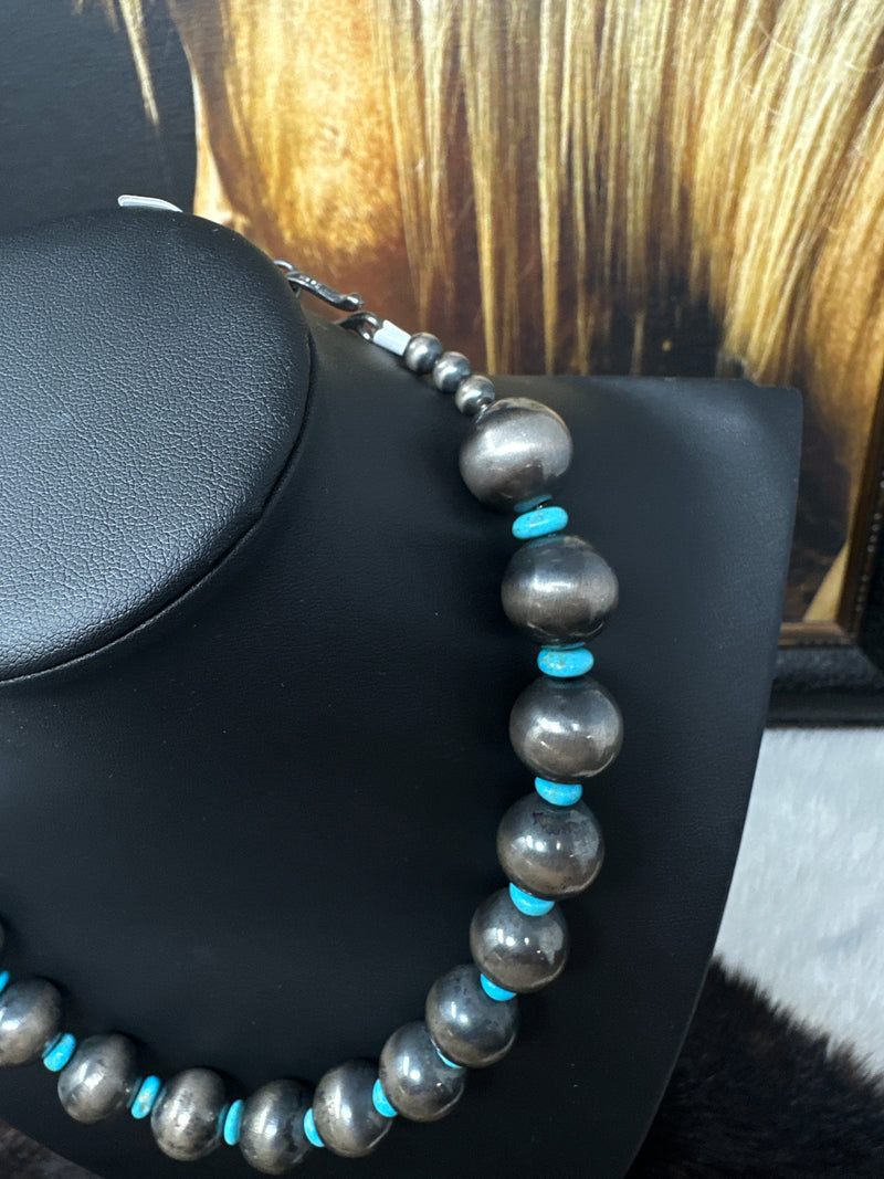 16mm Navajo Pearl Necklace with Turquoise