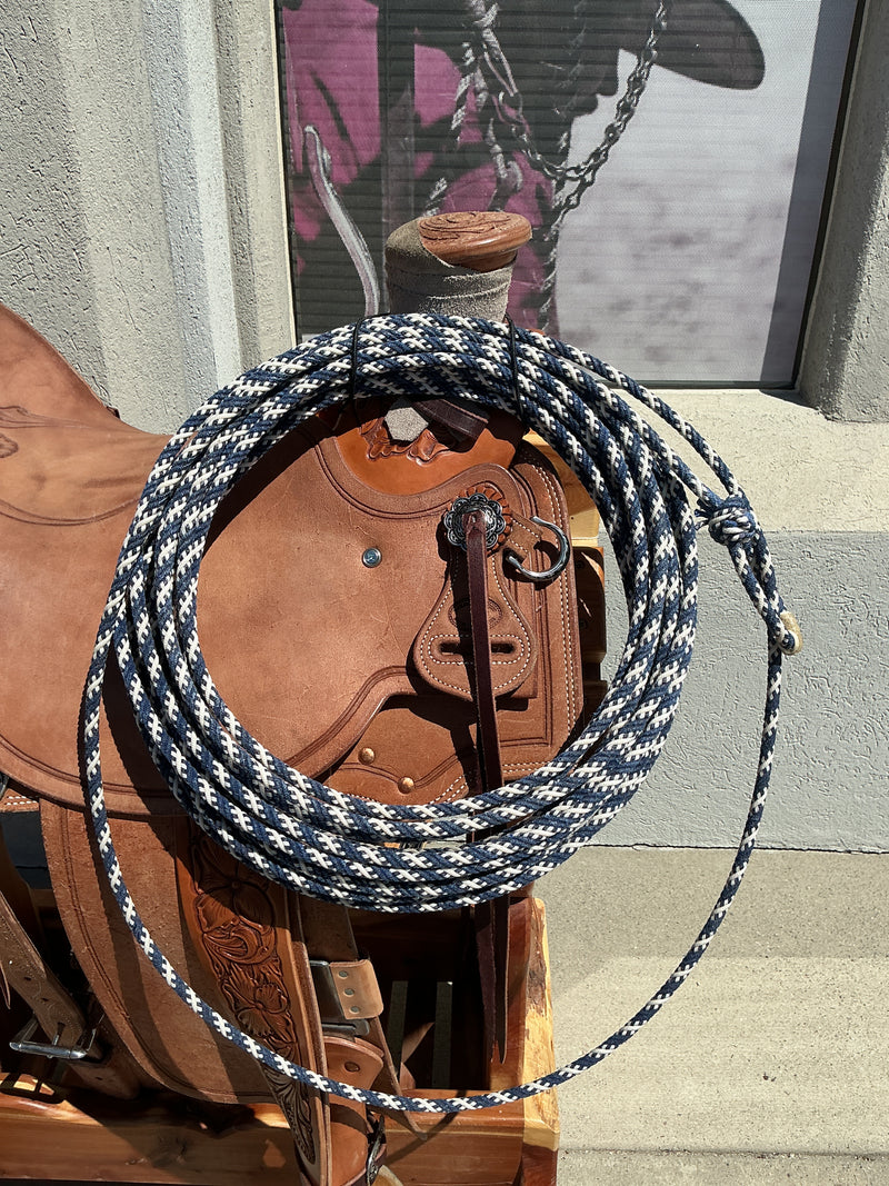 5/16" 60' Waxed Cotton - Blue, Black & White