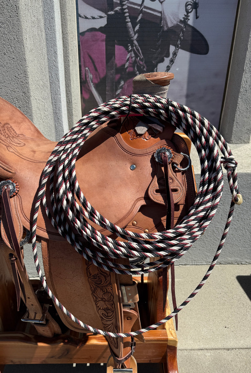 5/16" 60' Waxed Cotton - Red, White & Black