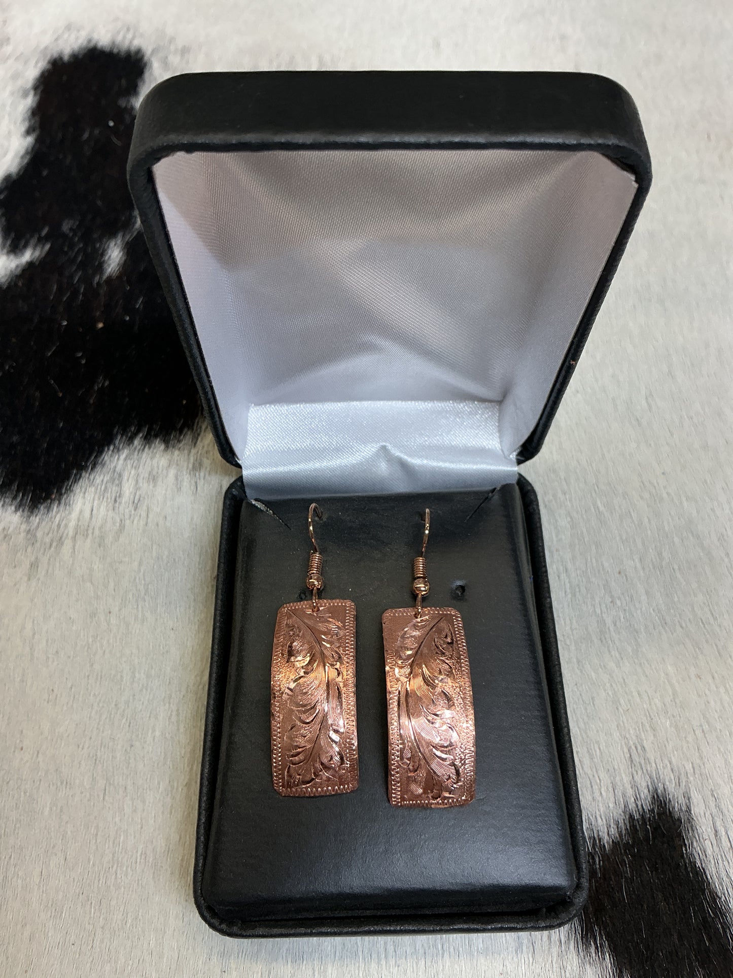 Copper Curved Bar Dangle Earrings