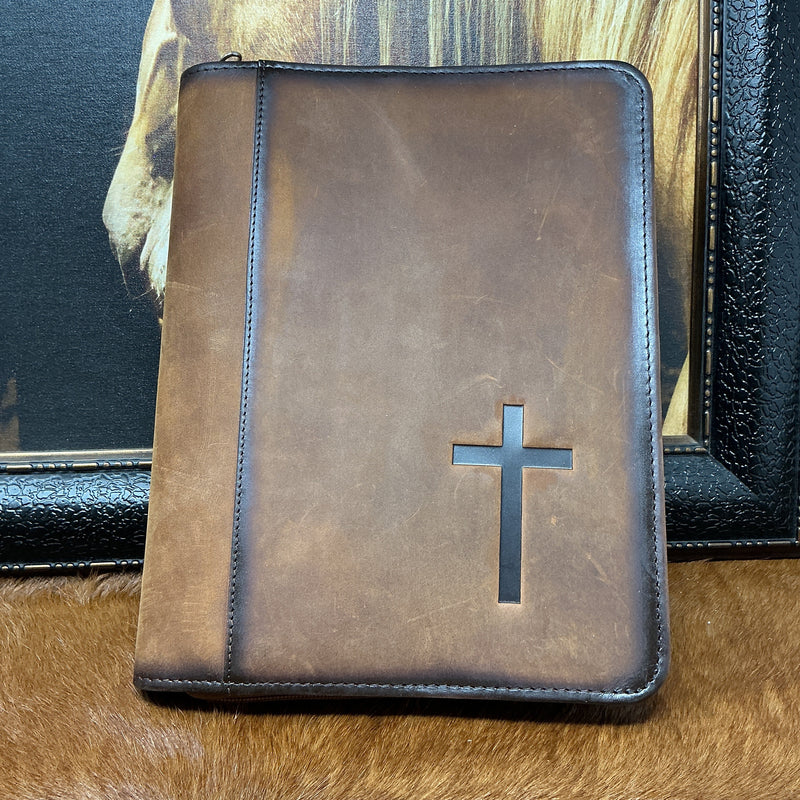 Leather Bible Cover w/Cross