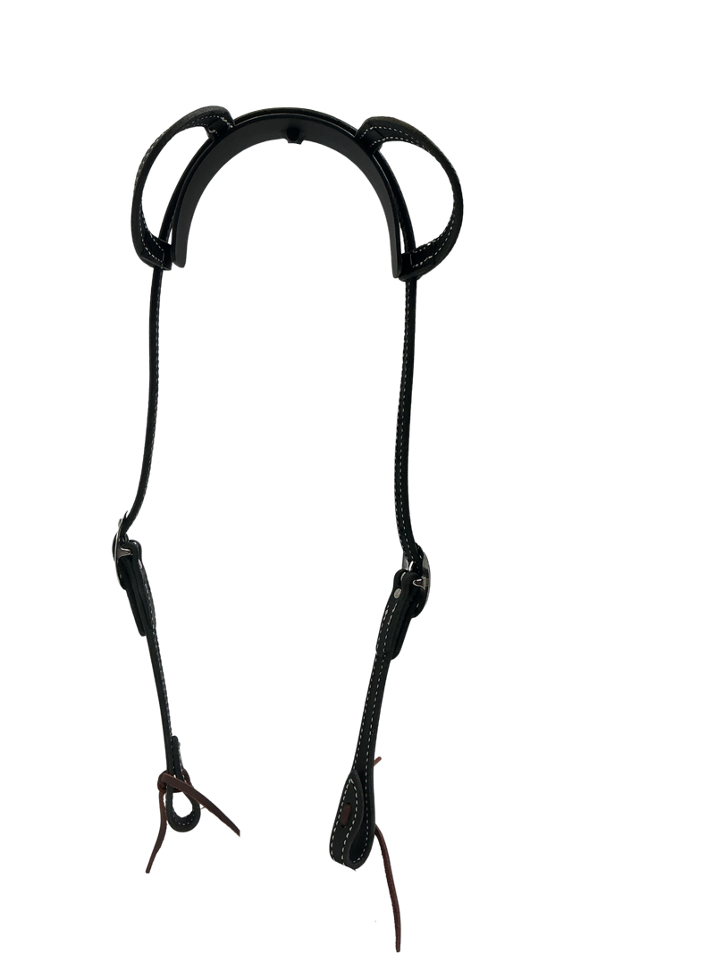 Black Stitched Double Ear Headstall