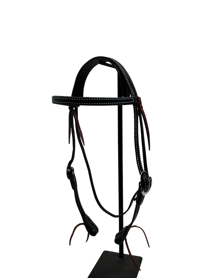 Black Stitched Leather Browband
