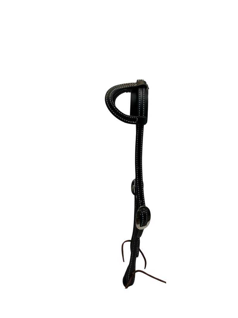 Black Stitched Double Ear Headstall