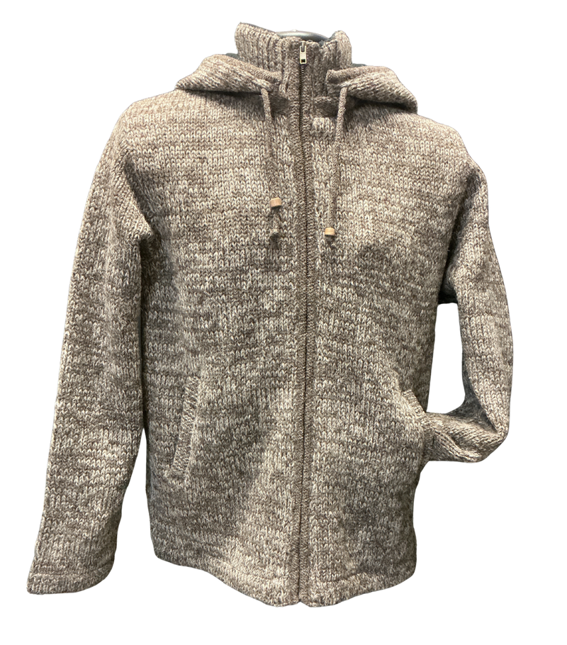 Brown Mix Sweater w/Hood