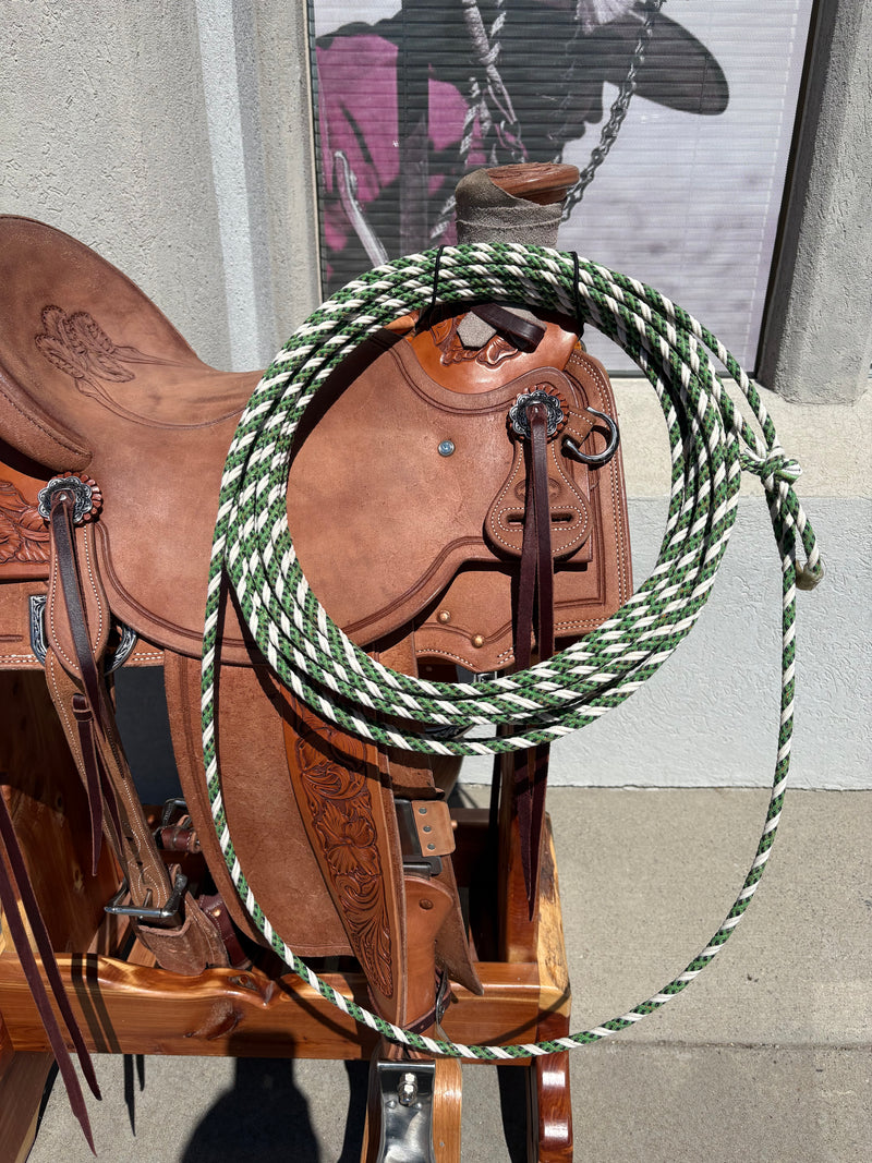 5/16" 60' Waxed Cotton - Green, Blue & White