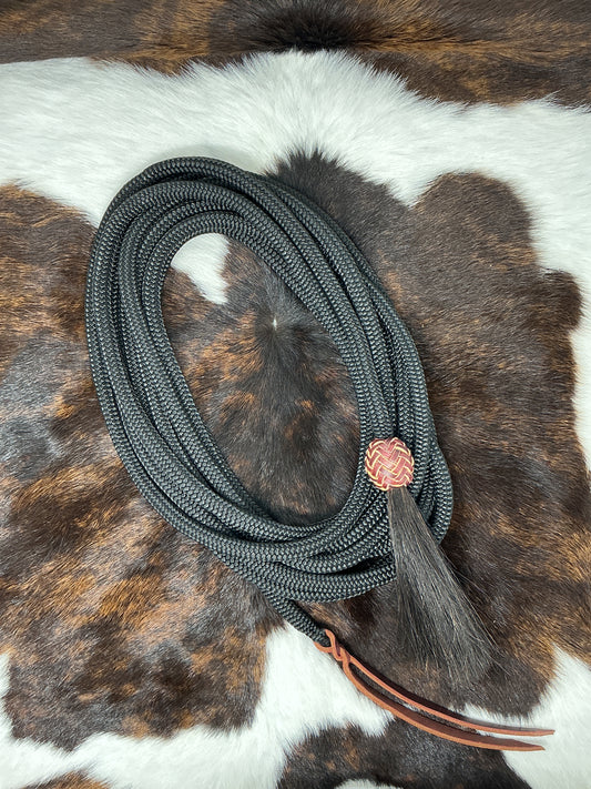 Braided Nylon Mecate w/Leather Button & Tassel