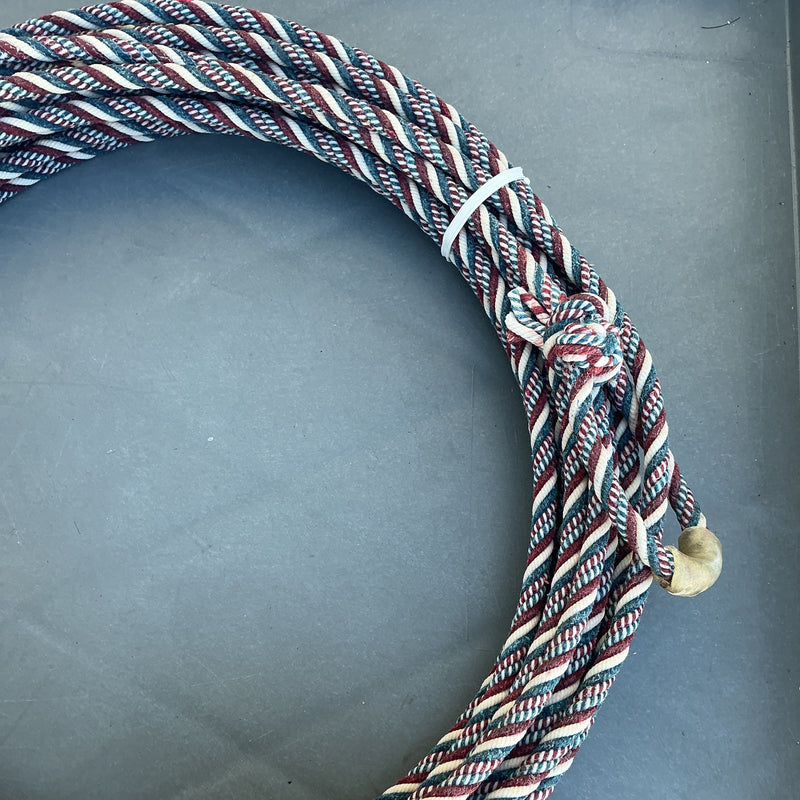 5/16" 60' Waxed Cotton - Red, Blue & White