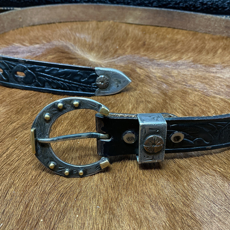 Vintage Floral Belt w/Sterling Silver Buckle Set