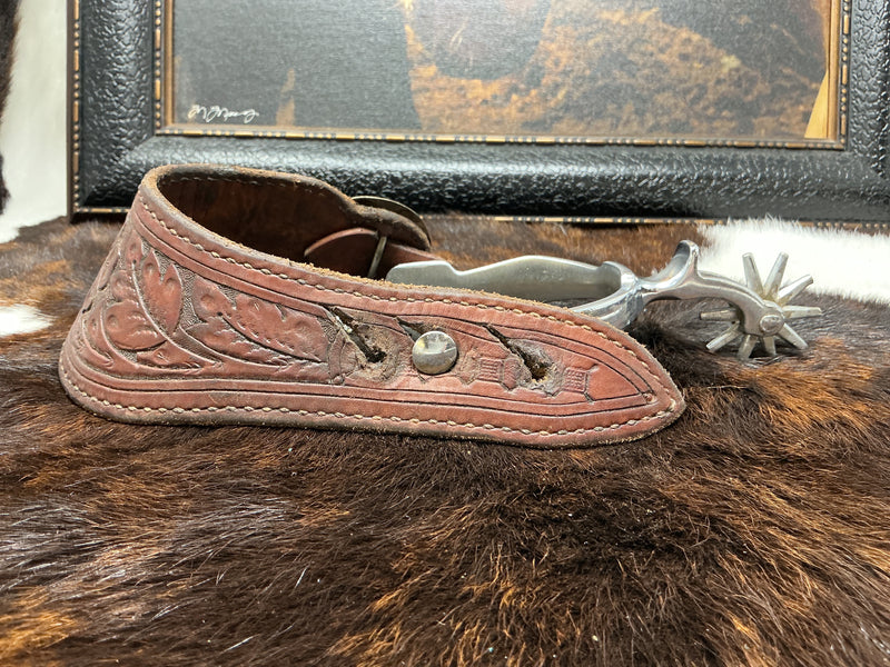 Vintage Buerman Spurs w/Dovewing Floral Straps
